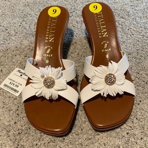 Brand new white daisy wedge sandals